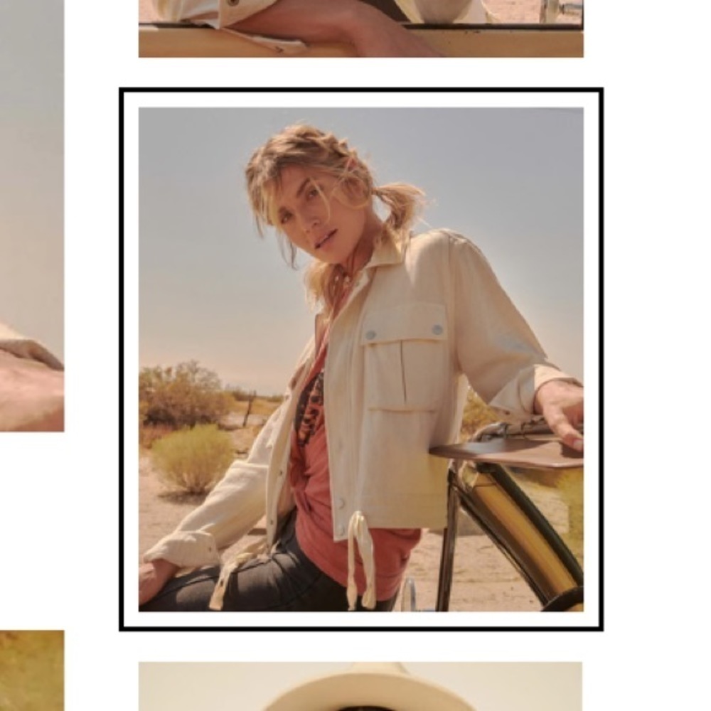 Promesa Lost Highway Drawstring Trucker jacket Sz L Linen Blend